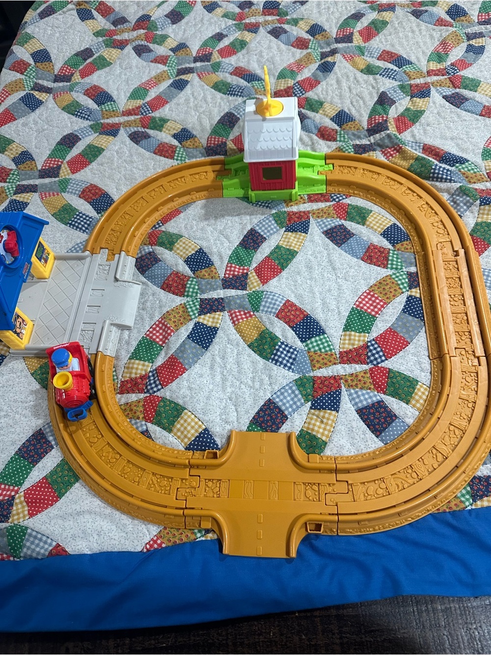 Fisher-Price Yellow Track Train Set with Red, Green & Blue Accents 1963